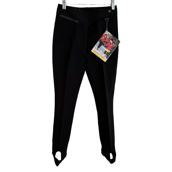 Vintage NWT Obermeyer Kids size 14 Black Wool Blend Stirrup Ski Pants Stretch - Picture 1 of 8